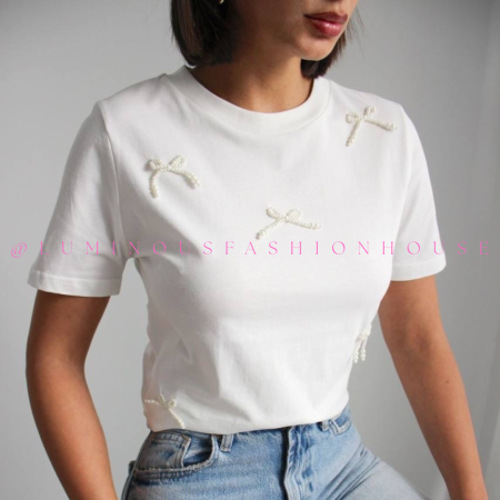 White Pearl Tie T-Shirt